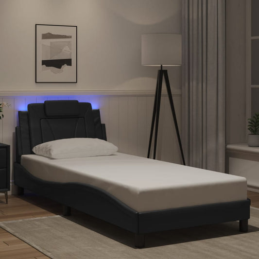 Bettgestell "Viana" mit LED ohne Matratze Schwarz 80x200 cm