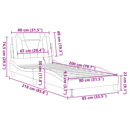 Bettgestell "Viana" mit LED ohne Matratze Grau 80x200 cm