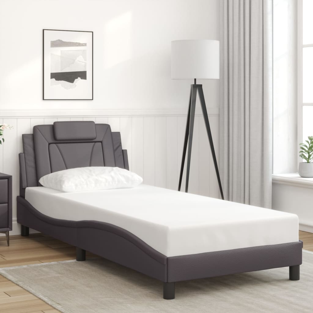 Bettgestell "Viana" mit LED ohne Matratze Grau 80x200 cm