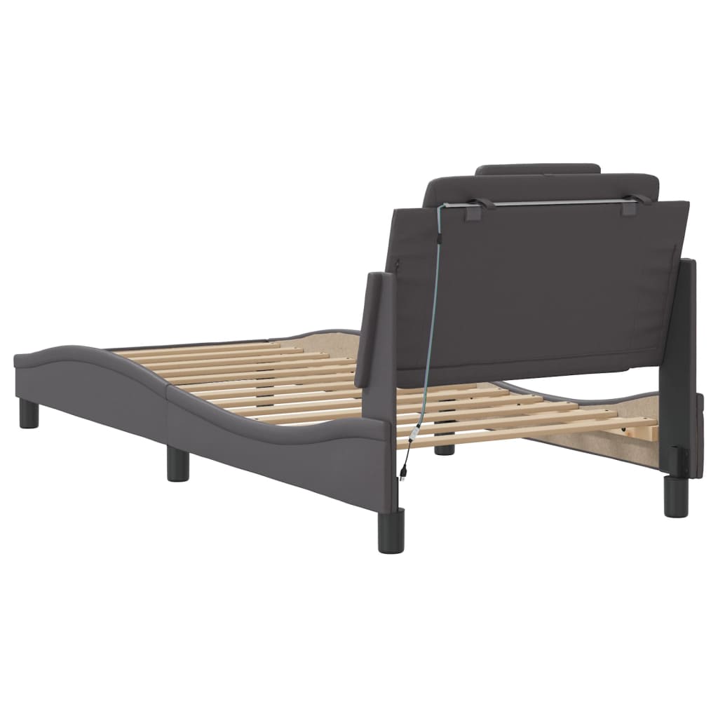 Bettgestell "Viana" mit LED ohne Matratze Grau 80x200 cm
