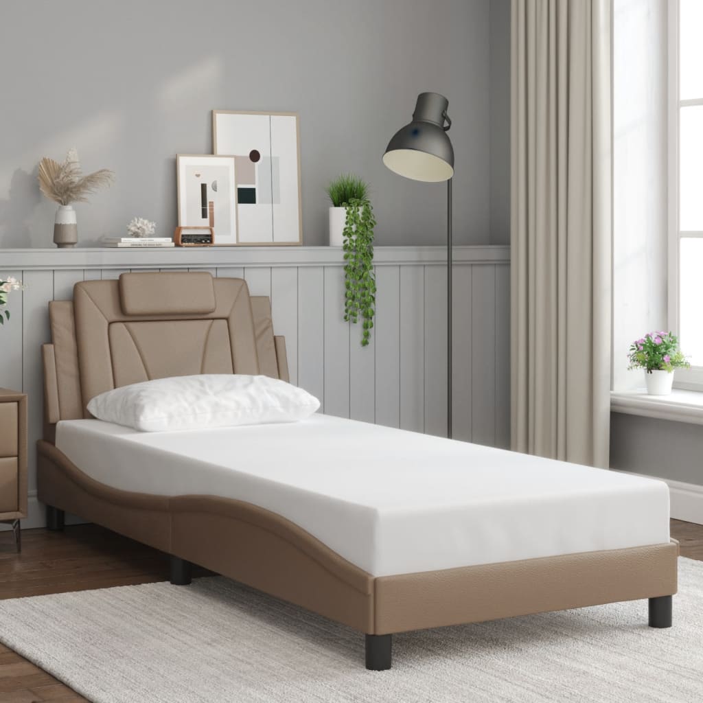 Bed frame with LED cappuccino brown 80x200 cm artificial leather