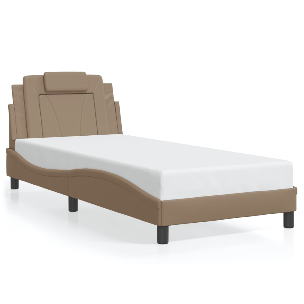 Bed frame with LED cappuccino brown 80x200 cm artificial leather