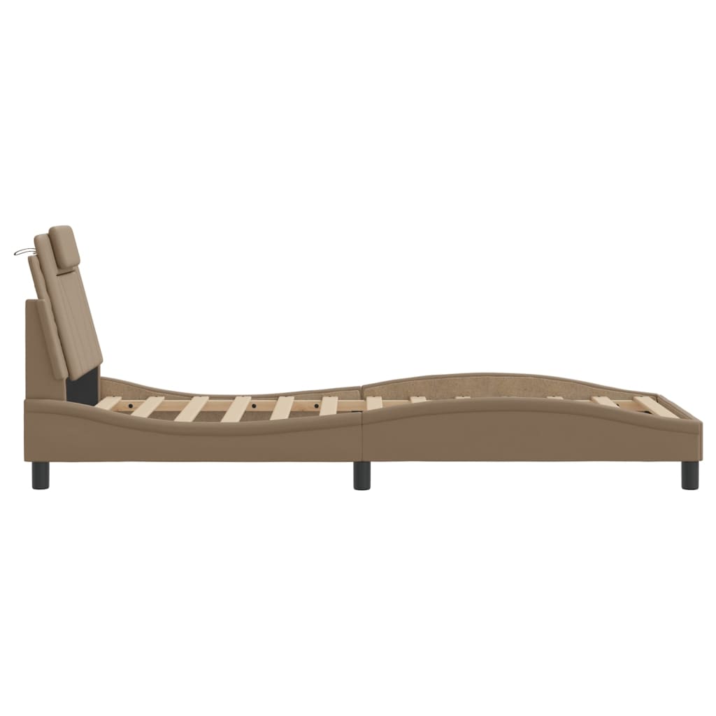 Bed frame with LED cappuccino brown 80x200 cm artificial leather