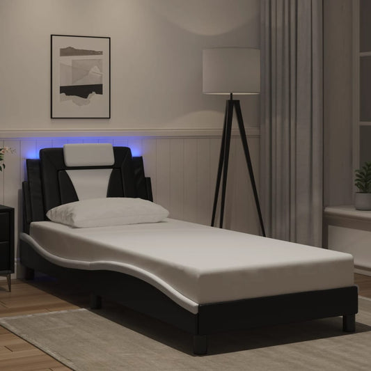 Bettgestell "Viana" mit LED ohne Matratze Schwarz und Weiß 80x200 cm