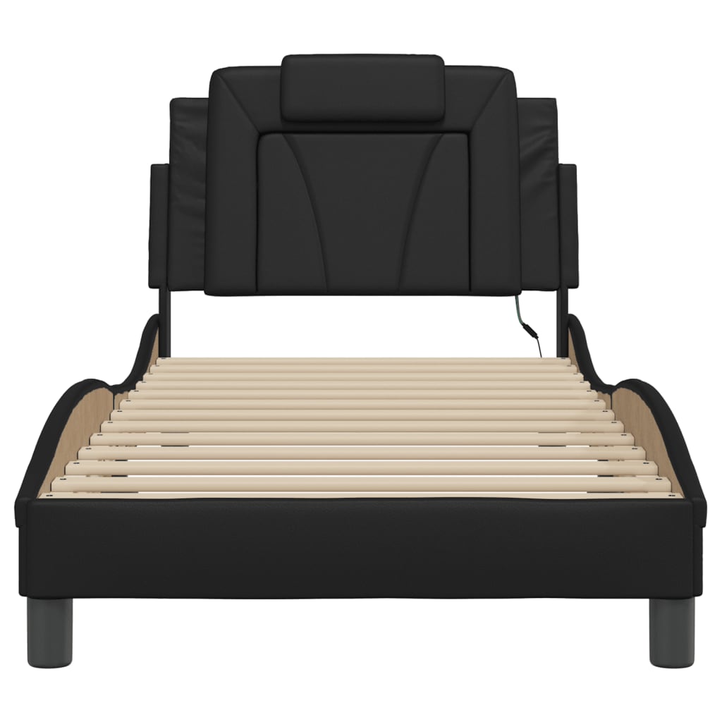 Bettgestell "Viana" mit LED ohne Matratze Schwarz 90x190 cm