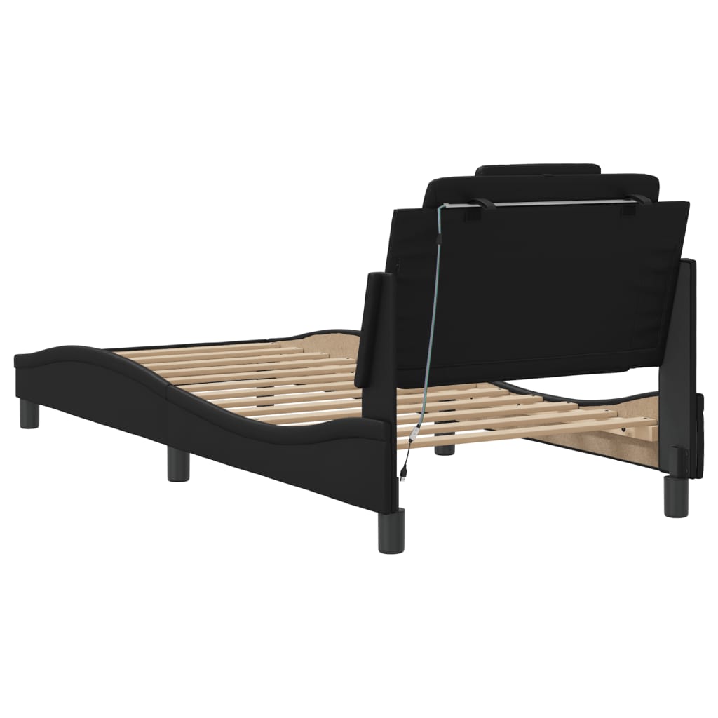 Bettgestell "Viana" mit LED ohne Matratze Schwarz 90x190 cm