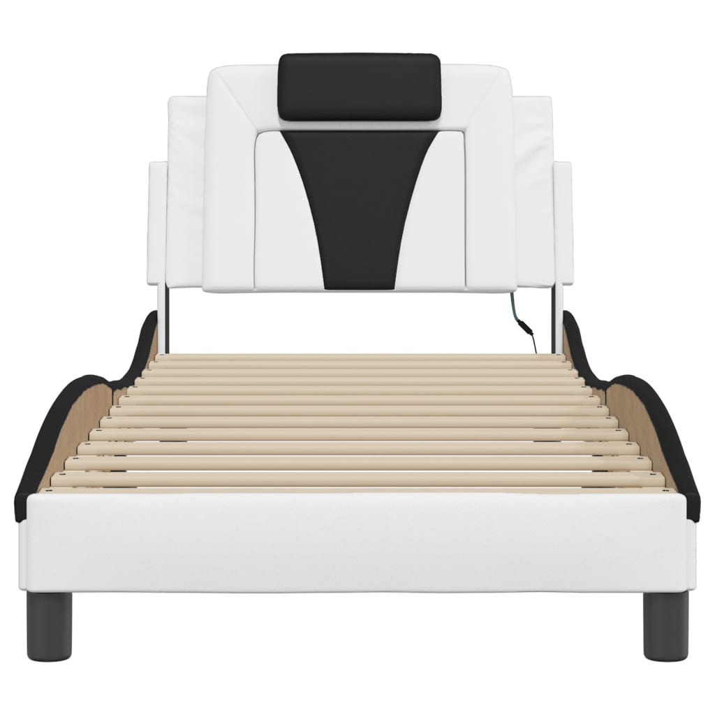 Bettgestell "Viana" mit LED ohne Matratze Weiß und Schwarz 90x190 cm
