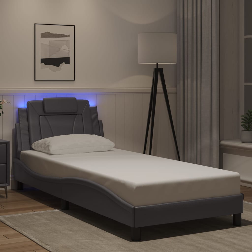 Bettgestell "Viana" mit LED ohne Matratze Grau 90x200 cm