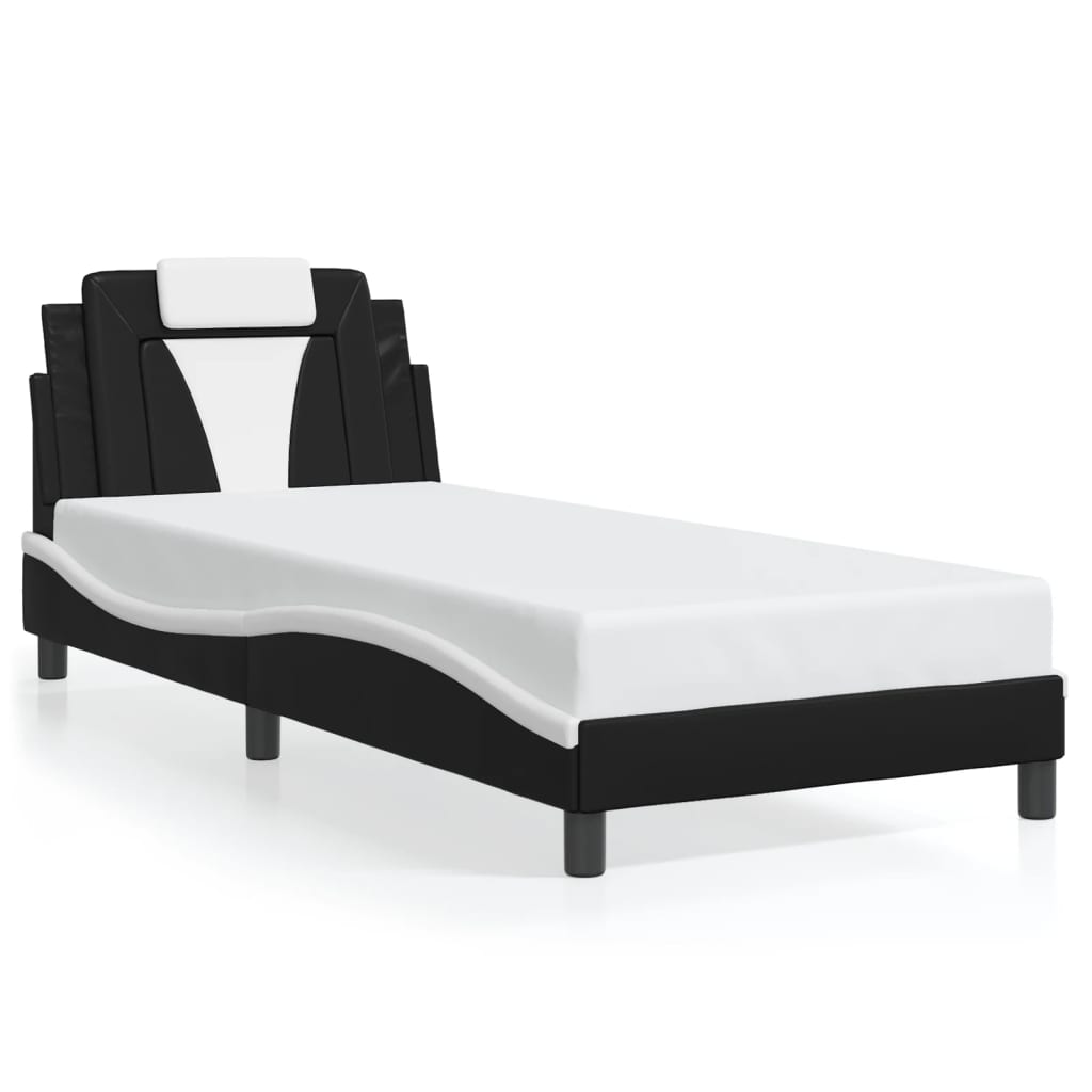 Bettgestell "Viana" mit LED ohne Matratze Schwarz und Weiß 90x200 cm