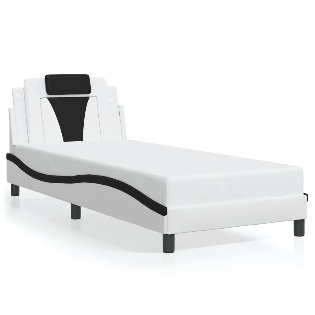 Bettgestell "Viana" mit LED ohne Matratze Weiß und Schwarz 90x200 cm