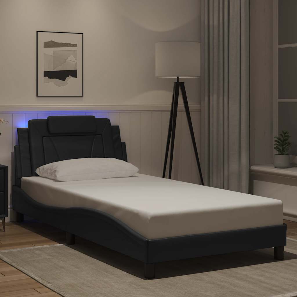 Bettgestell "Viana" mit LED ohne Matratze Schwarz 100x200 cm
