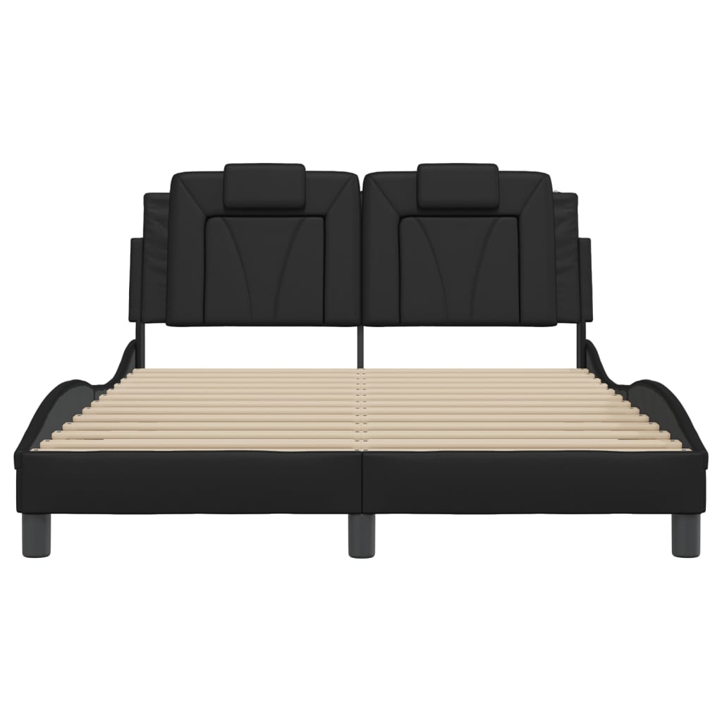 Bettgestell "Viana" mit LED ohne Matratze Schwarz 140x190 cm