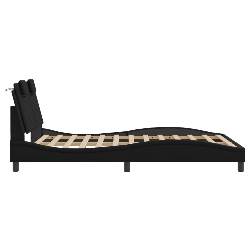 Bettgestell "Viana" mit LED ohne Matratze Schwarz 140x190 cm