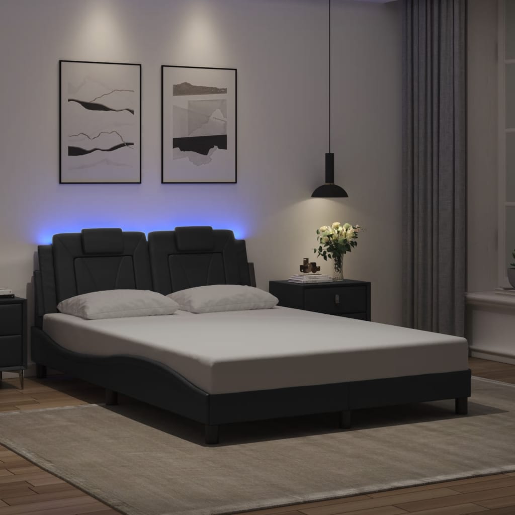 Bettgestell "Viana" mit LED ohne Matratze Schwarz 140x190 cm