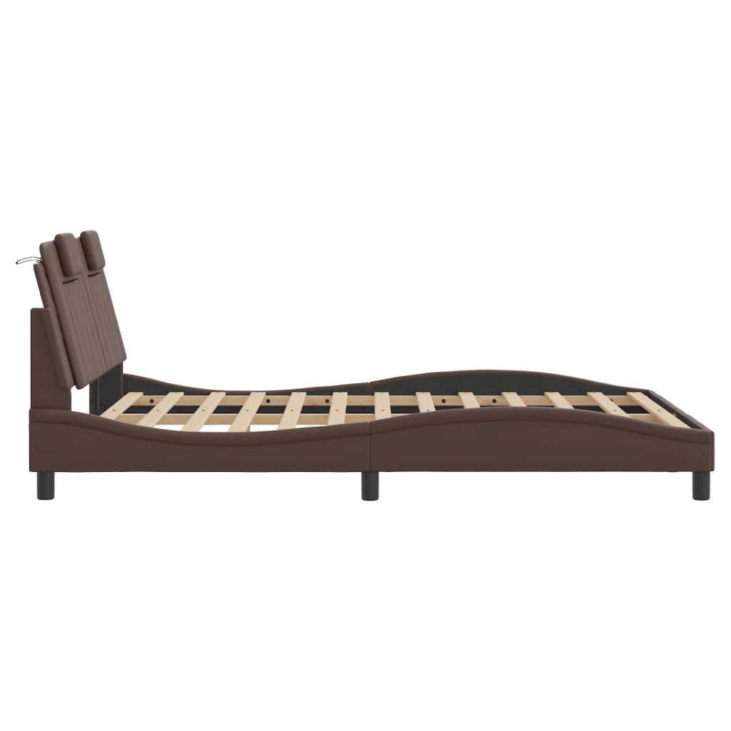 Bettgestell "Viana" mit LED ohne Matratze Braun 140x190 cm