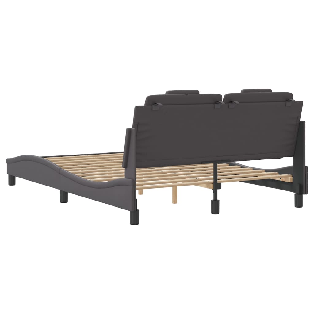 Bettgestell "Viana" mit LED ohne Matratze Grau 140x190 cm