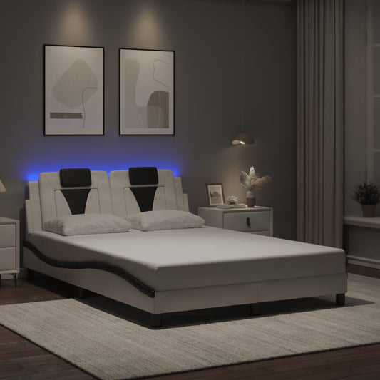 Bettgestell "Viana" mit LED ohne Matratze Weiß und Schwarz 140x190 cm