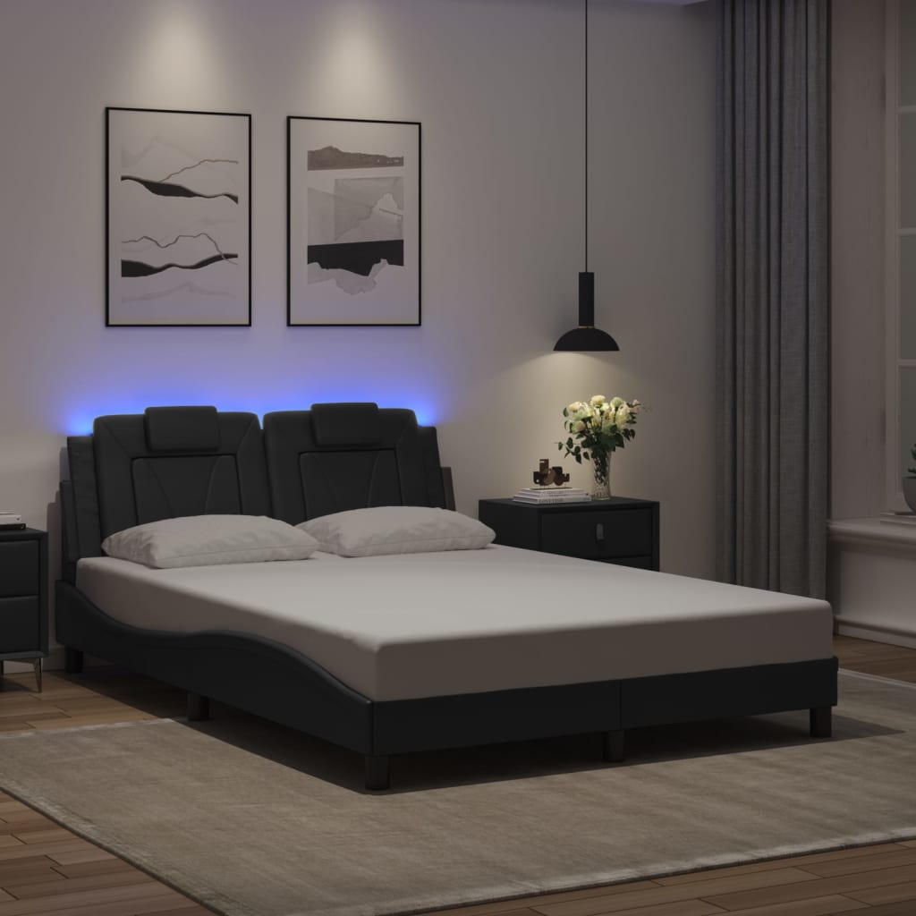 Bettgestell "Viana" mit LED ohne Matratze Schwarz 140x200 cm