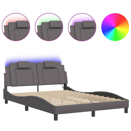 Bettgestell "Viana" mit LED ohne Matratze Grau 140x200 cm