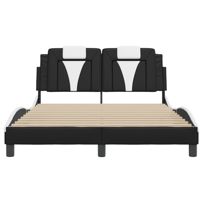 Bettgestell Viana mit LED ohne Matratze Schwarz&Weiß 140x200cm