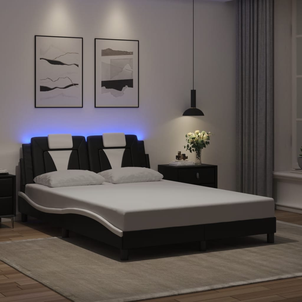 Bettgestell Viana mit LED ohne Matratze Schwarz&Weiß 140x200cm