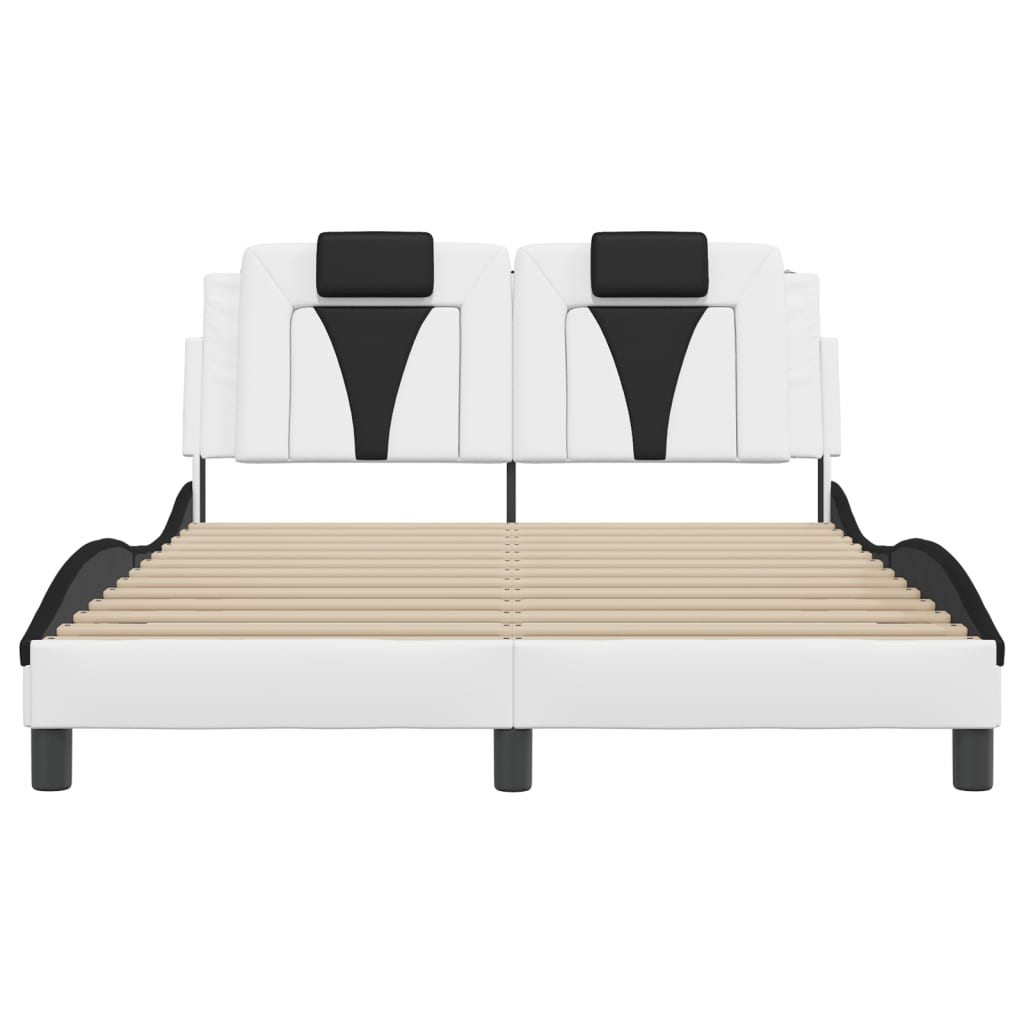 Bettgestell Viana mit LED ohne Matratze Weiß&Schwarz 140x200cm