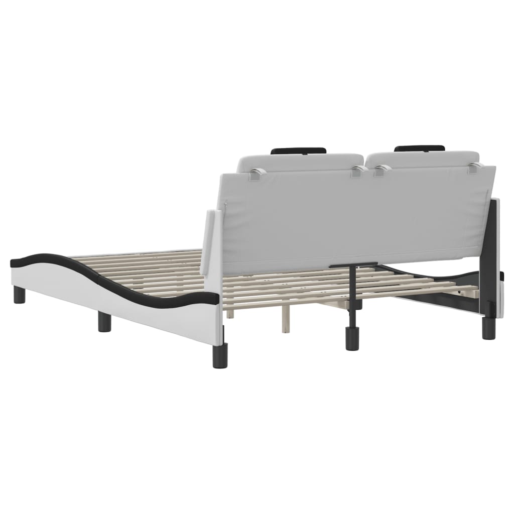 Bettgestell Viana mit LED ohne Matratze Weiß&Schwarz 140x200cm
