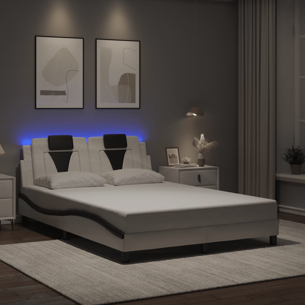 Bettgestell Viana mit LED ohne Matratze Weiß&Schwarz 140x200cm