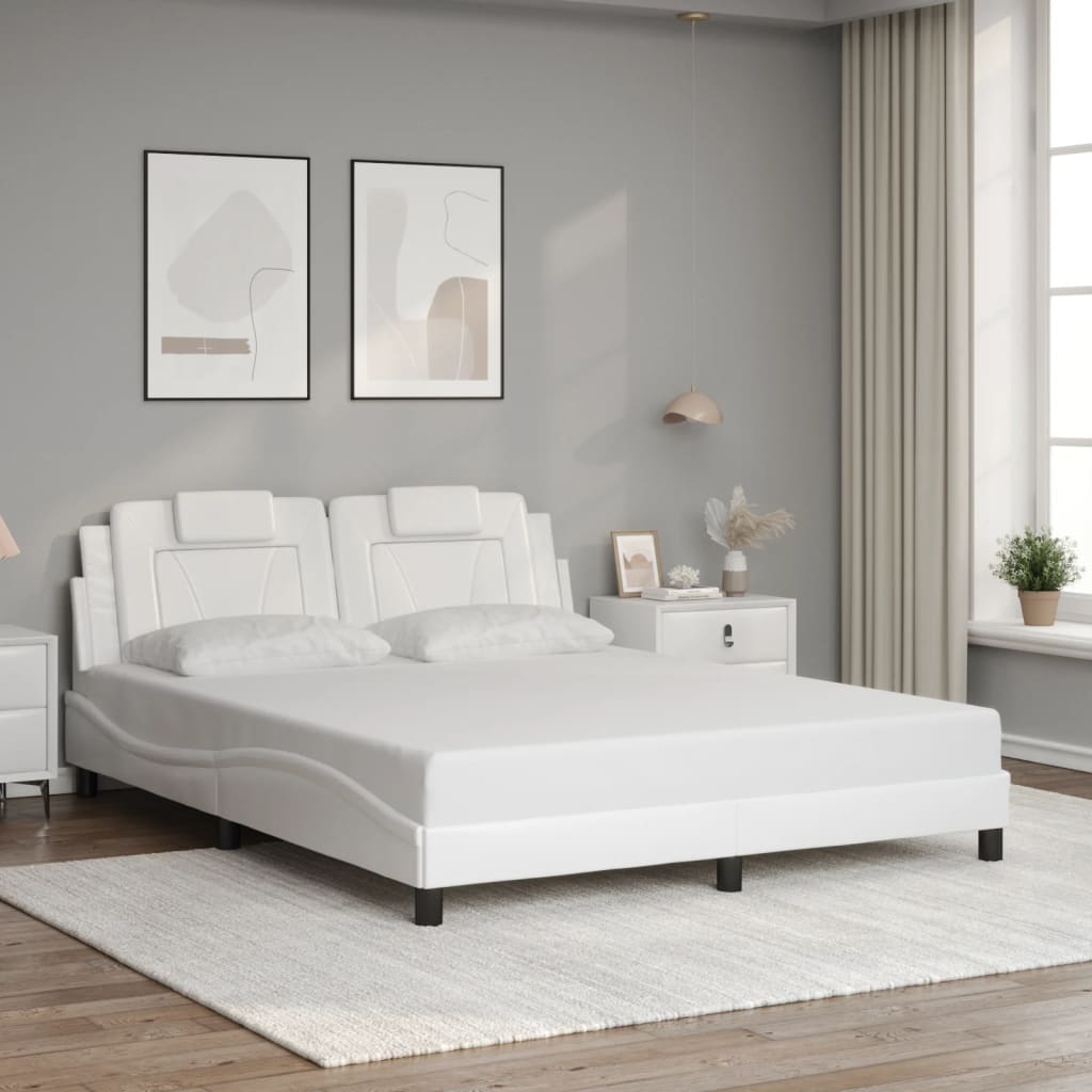 Bettgestell "Viana" mit LED ohne Matratze Weiß 160x200 cm
