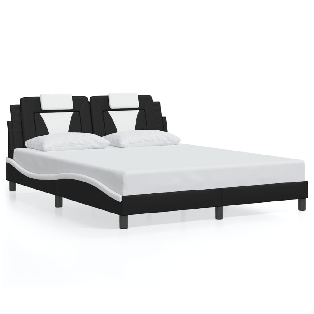 Bettgestell "Viana" mit LED ohne Matratze Schwarz und Weiß 160x200 cm