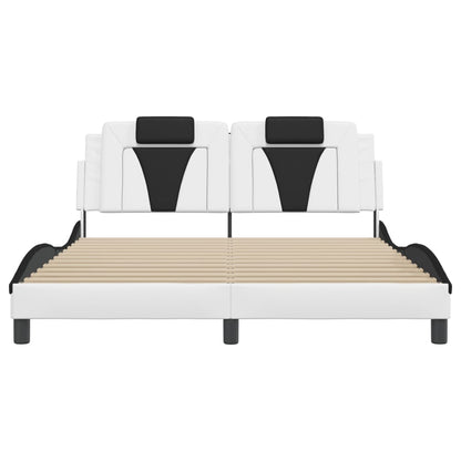 Bettgestell Viana mit LED ohne Matratze Weiß&Schwarz 160x200cm