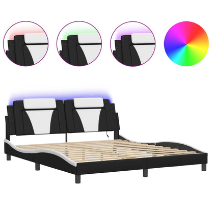 Bettgestell Viana mit LED ohne Matratze Schwarz&Weiß 180x200cm