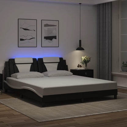 Bettgestell Viana mit LED ohne Matratze Schwarz&Weiß 180x200cm