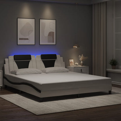 Bettgestell Viana mit LED ohne Matratze Weiß&Schwarz 180x200cm