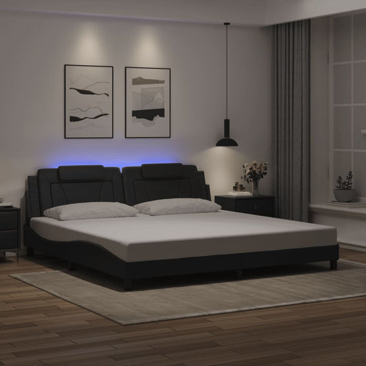 Bettgestell "Viana" mit LED ohne Matratze Schwarz 200x200 cm