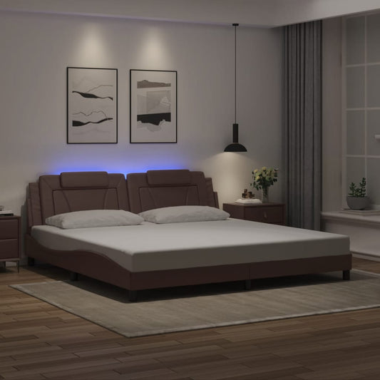 Bettgestell "Viana" mit LED ohne Matratze Braun 200x200 cm