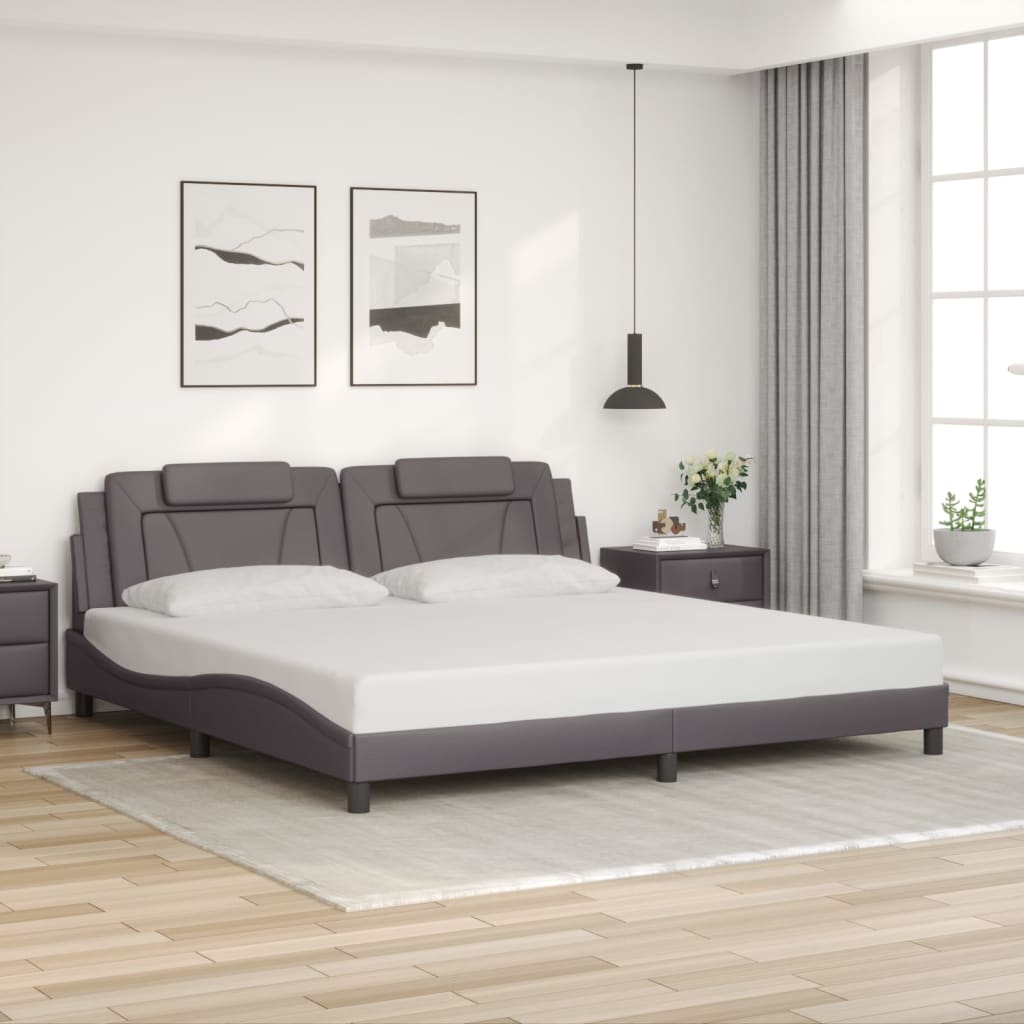 Bettgestell "Viana" mit LED ohne Matratze Grau 200x200 cm