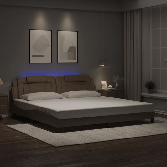 Bettgestell "Viana" mit LED ohne Matratze Cappuccino-Braun 200x200 cm