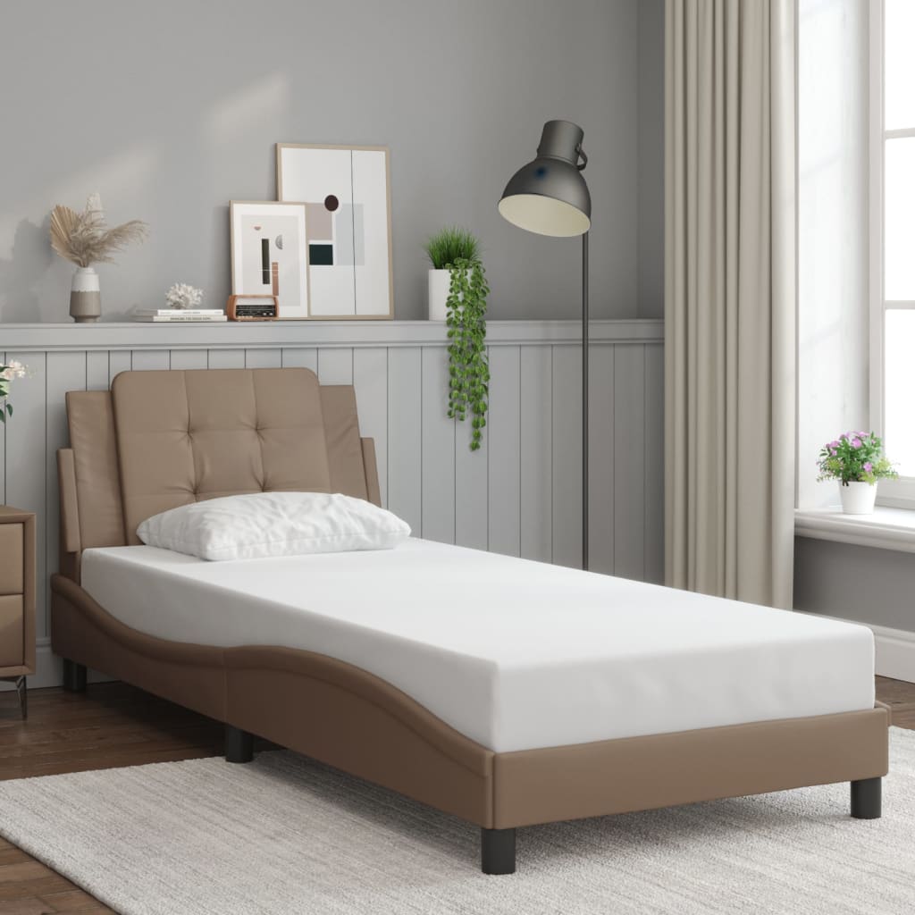 Cadre de lit avec LED sans matelas "Zadar" cappuccino-marron 80x200 cm simili cuir