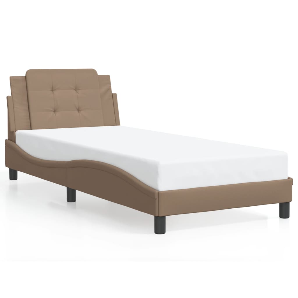 Cadre de lit avec LED sans matelas "Zadar" cappuccino-marron 80x200 cm simili cuir