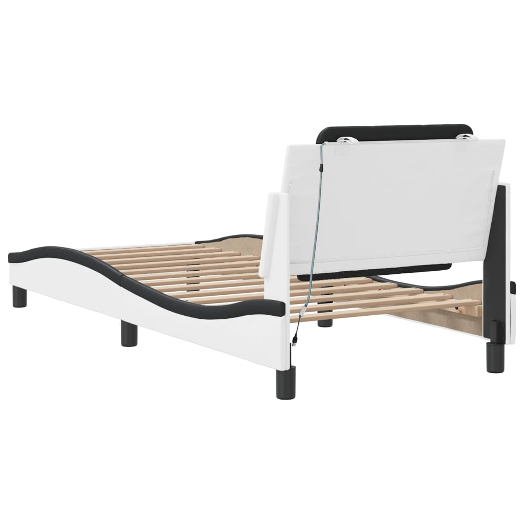 Bettgestell mit LED ohne Matratze "Zadar" Weiß und Schwarz 80x200 cm