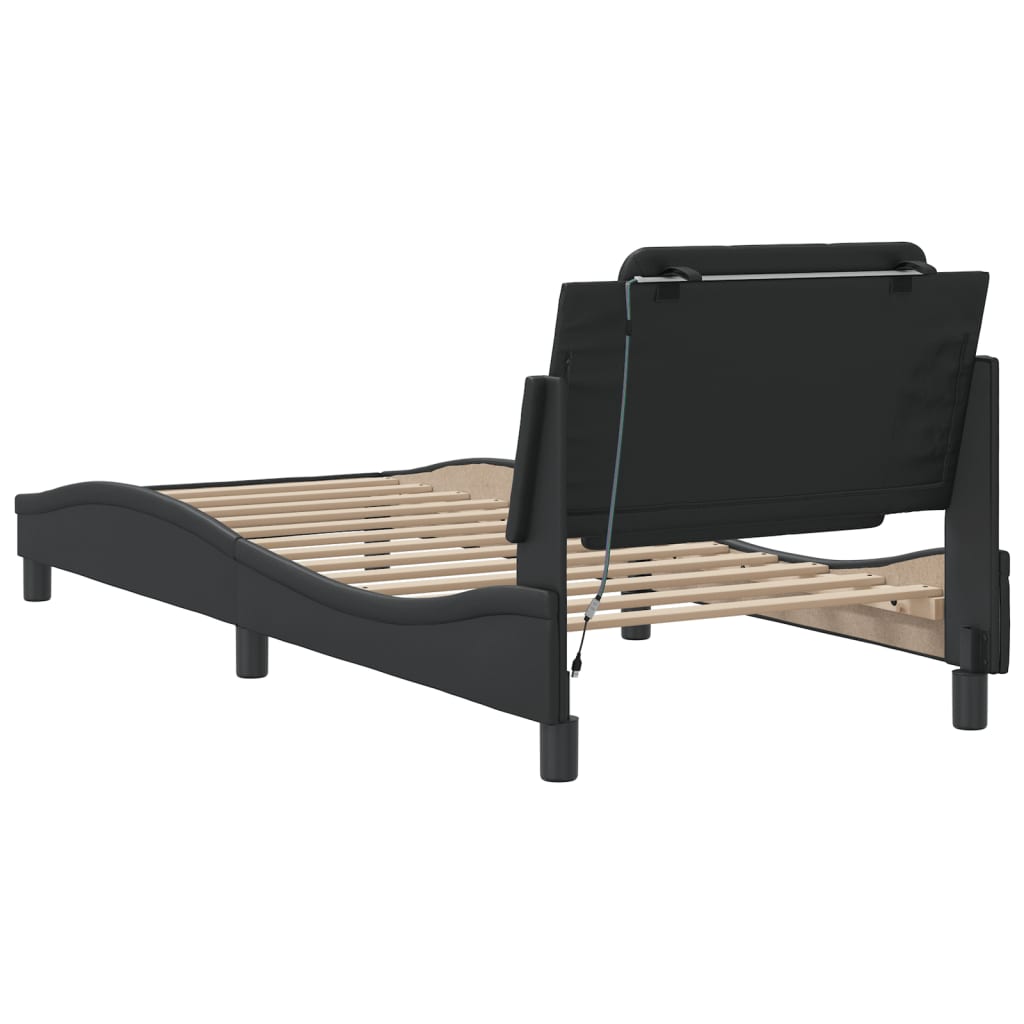 Bettgestell mit LED ohne Matratze "Zadar" Schwarz 90x190 cm