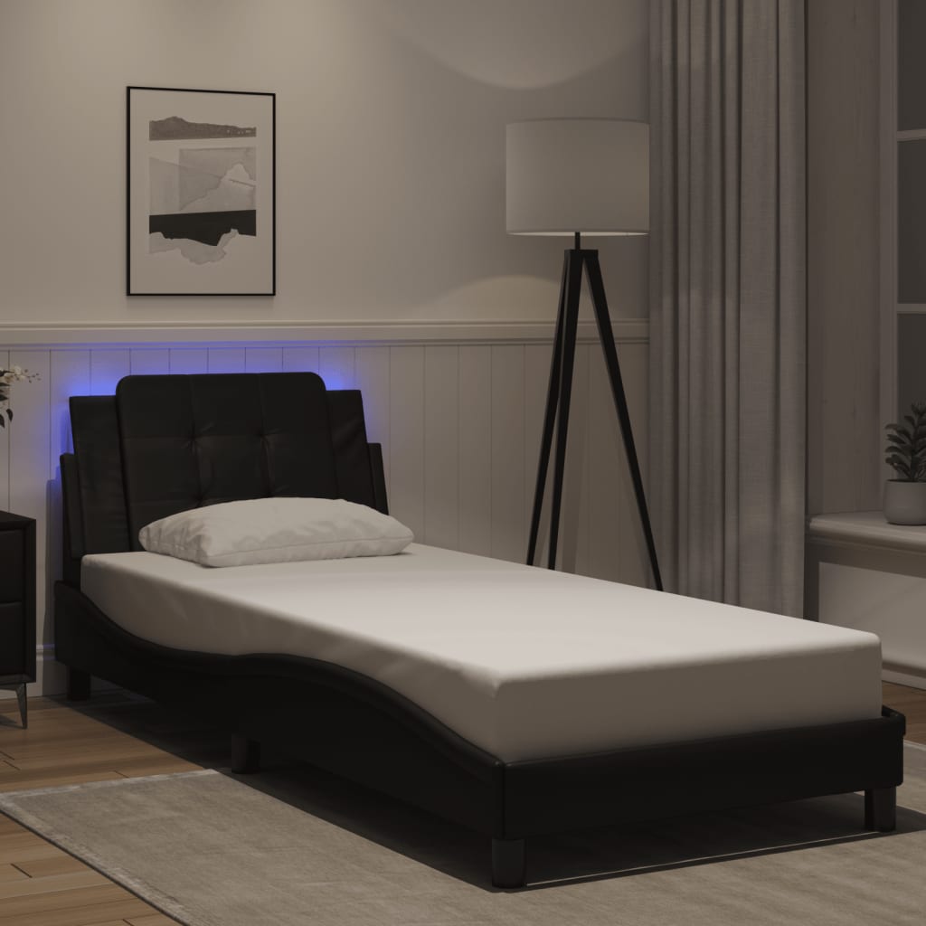 Bettgestell mit LED ohne Matratze "Zadar" Schwarz 90x190 cm