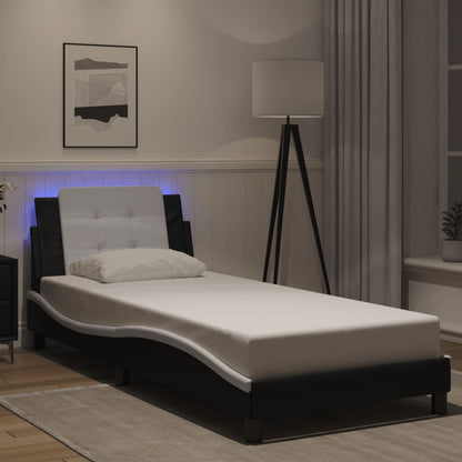Bettgestell mit LED ohne Matratze "Zadar" Schwarz und Weiß 90x190 cm