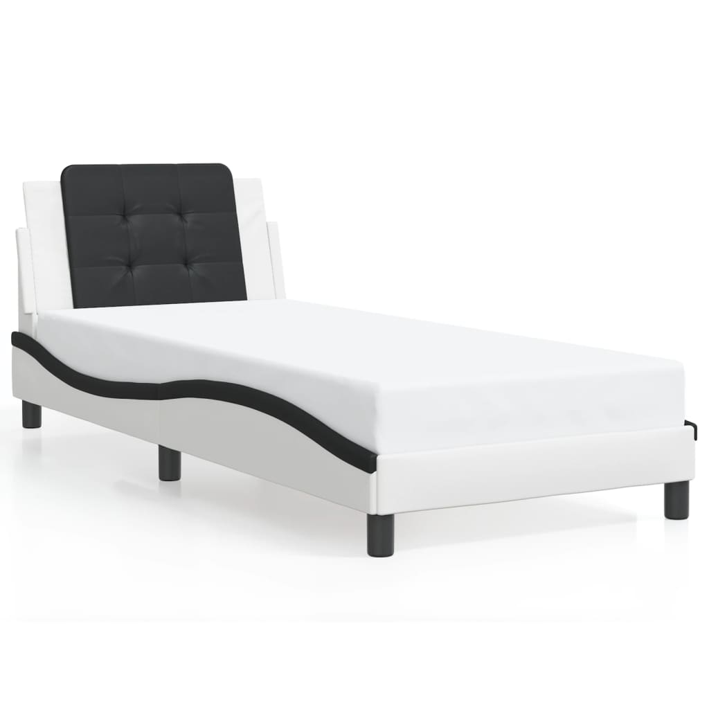 Bettgestell mit LED ohne Matratze "Zadar" Weiß und Schwarz 90x190 cm