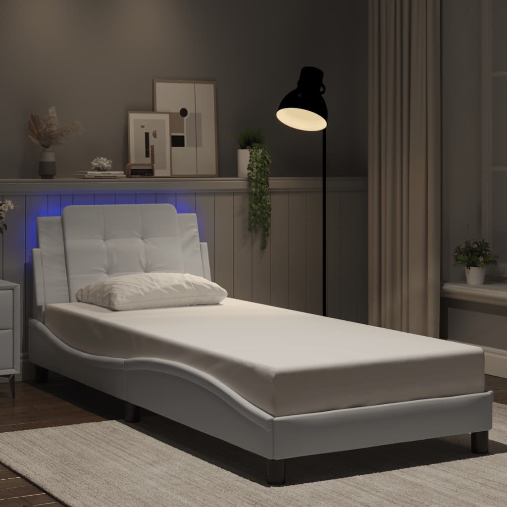 Bettgestell mit LED ohne Matratze "Zadar" Weiß 90x200 cm