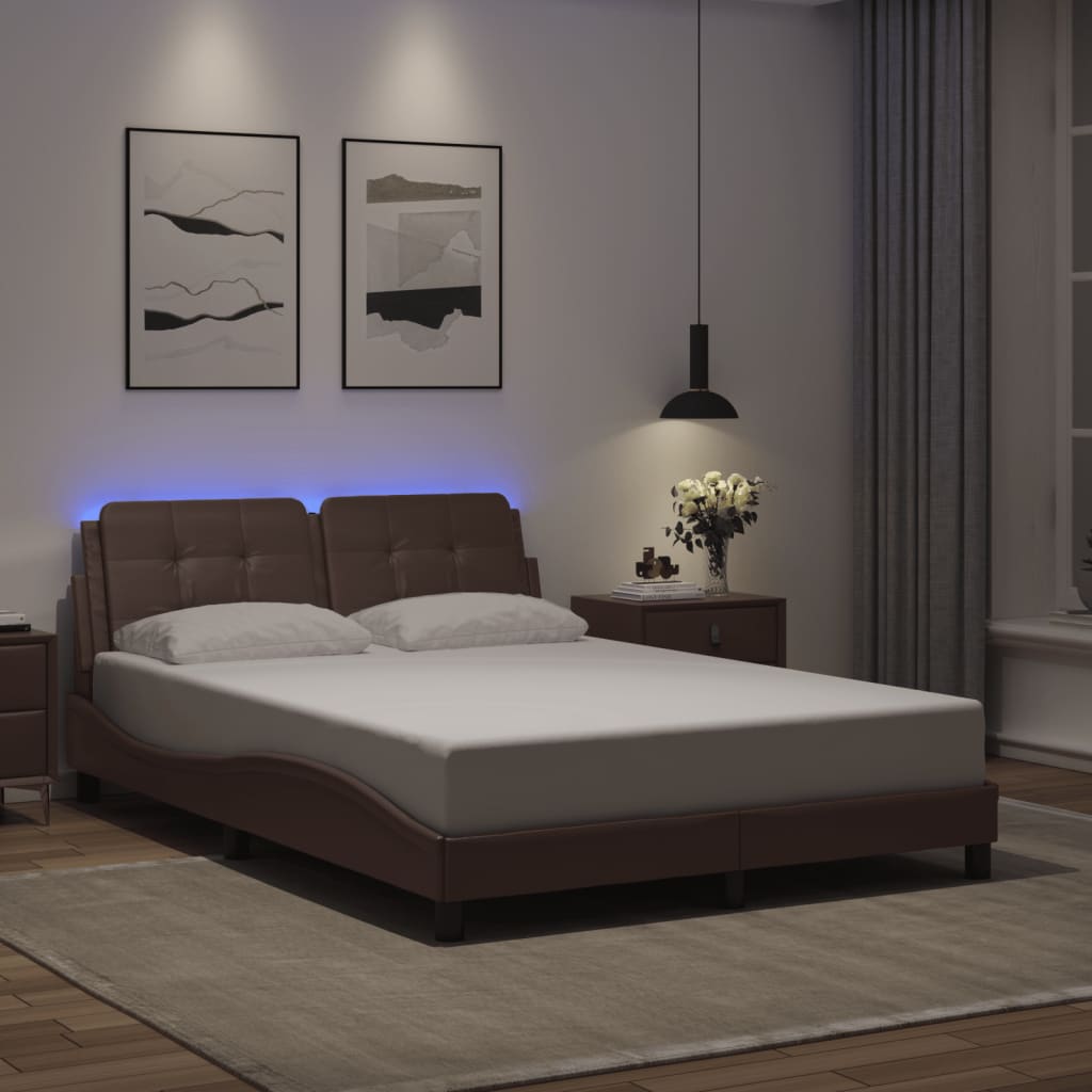 Bettgestell mit LED ohne Matratze "Zadar" Grau 120x200 cm