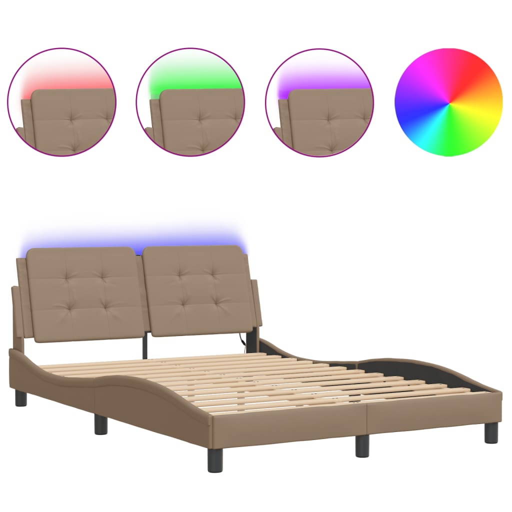 Bettgestell mit LED ohne Matratze Zadar Cappuccino 120x200cm