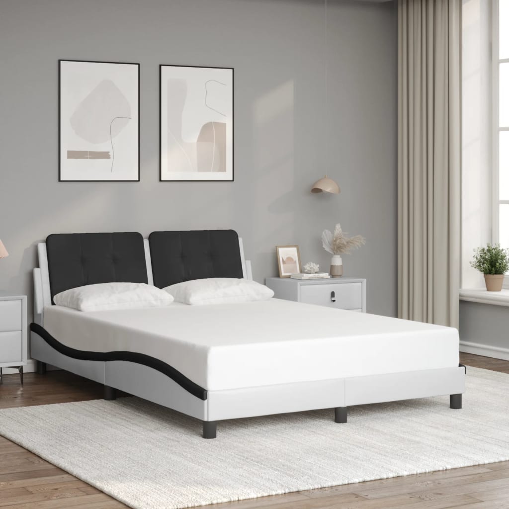 Bettgestell mit LED ohne Matratze Zadar Weiß&Schwarz 120x200cm