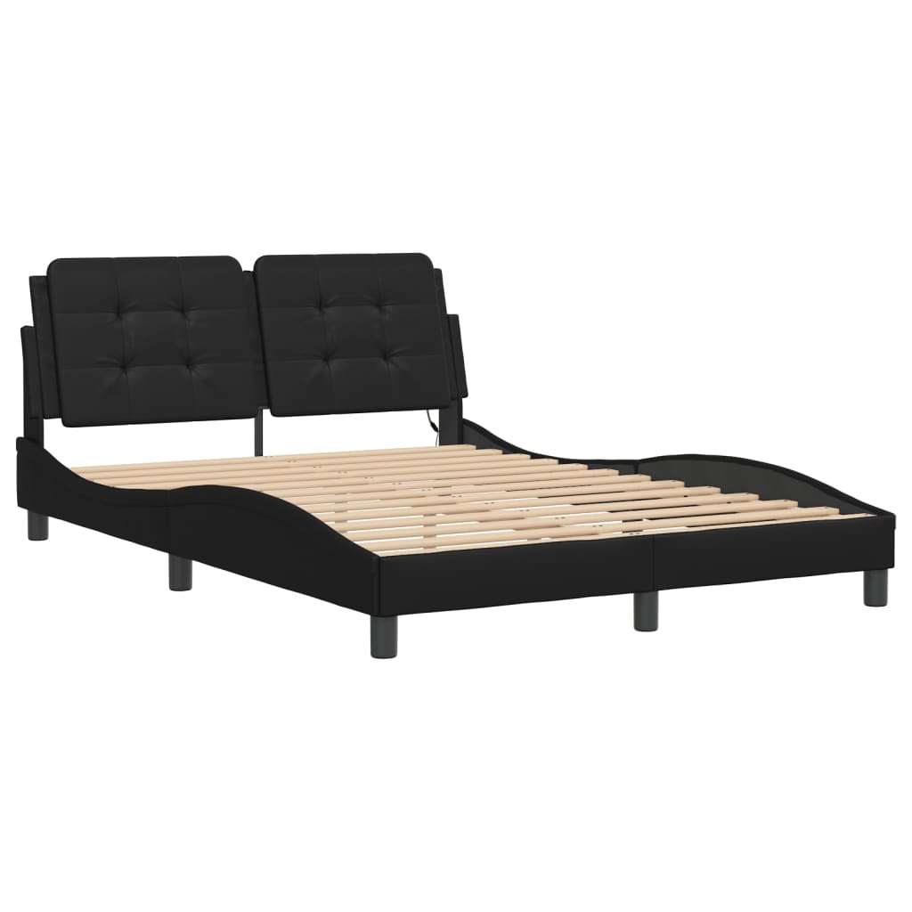 Bettgestell mit LED ohne Matratze "Zadar" Schwarz 140x190 cm
